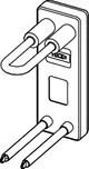 TECE Produkt mit zwei langen, runden Anschlüssen, die aus einem rechteckigen Gehäuse herausragen, in einem technischen und funktionalen Design.